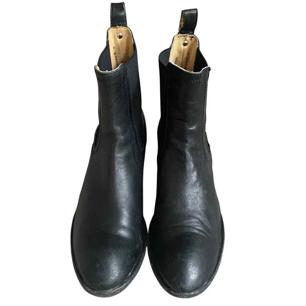 Frye Carly Chelsea Ankle Boot Women Size 9 Black Low Heel Western Cowgirl